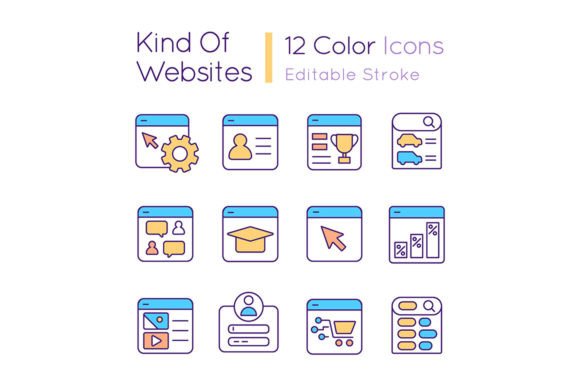 Elevating Your Digital Projects with a Kind of Websites Svg Color Icons Set