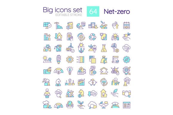 Enhancing Environmental Communication with a Net Zero Strategies Icon Set