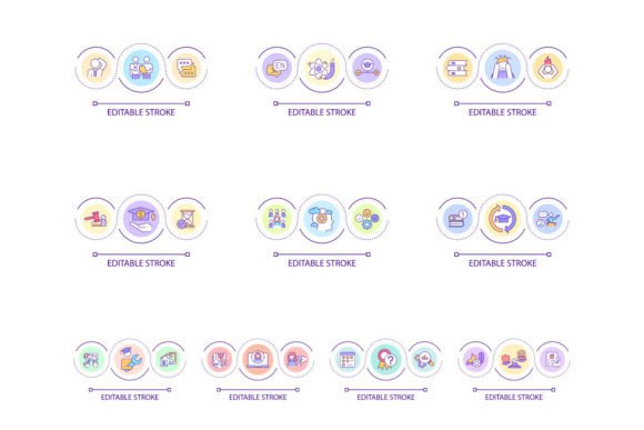 Navigating Education System Challenges: The Problem Loop Concept Icon Set